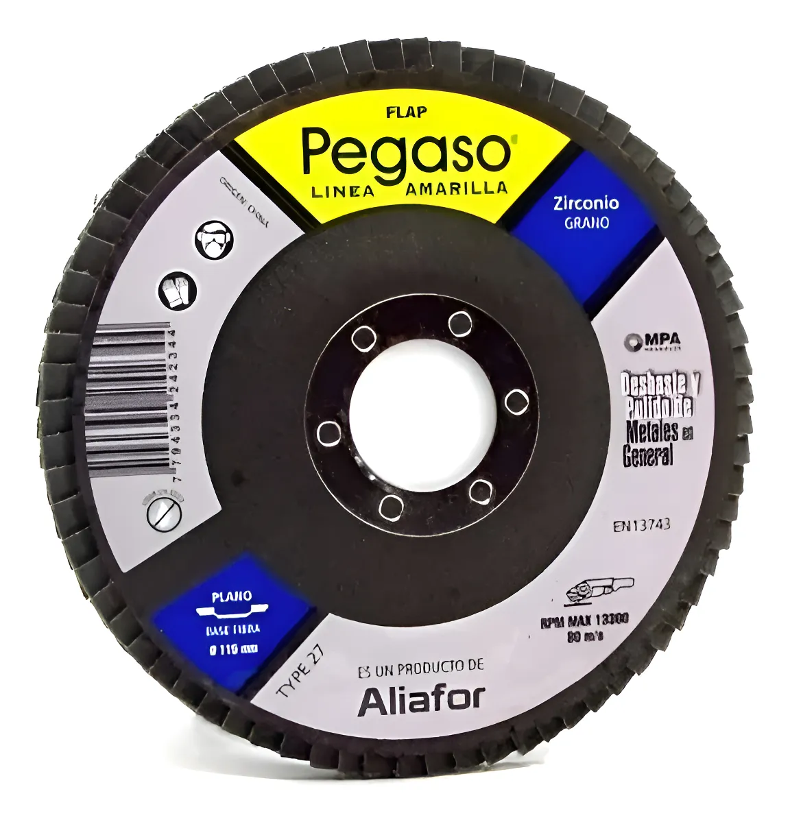 FLAP 4 1/2 PEGASO 115MM GR.60- ZIRCONIO- PL- L.AMARILLA